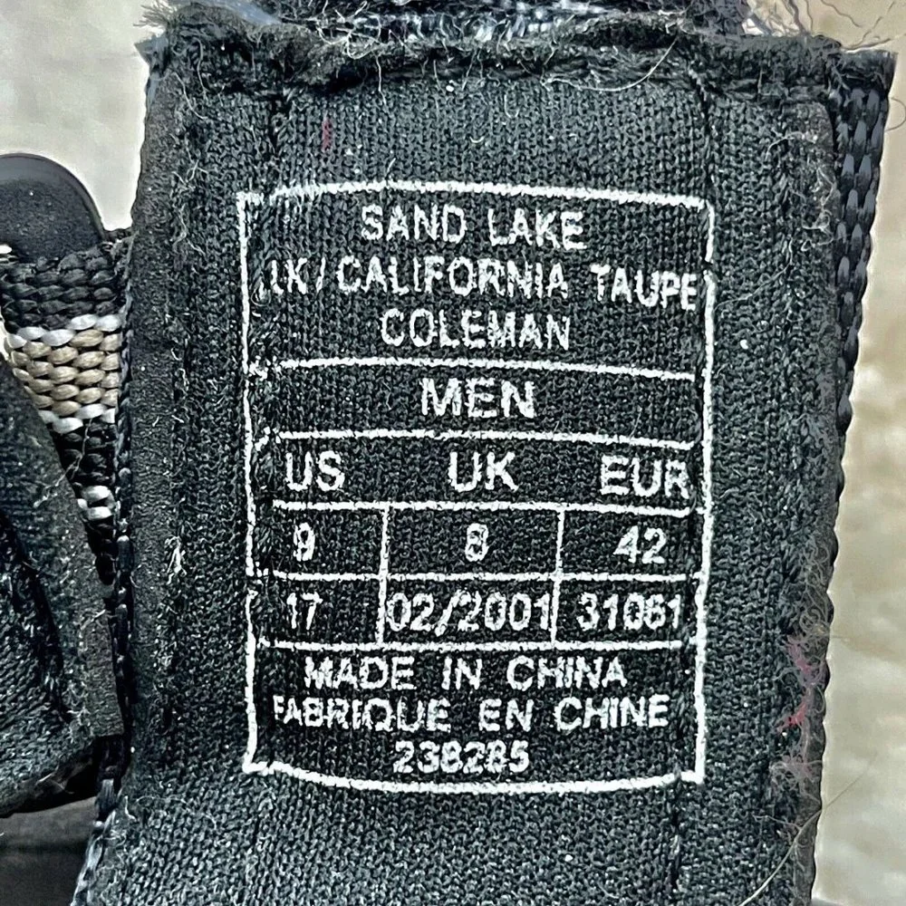 Coleman Sand Lake Open Toe Sandals Men Size 9 Hook & Loop Black